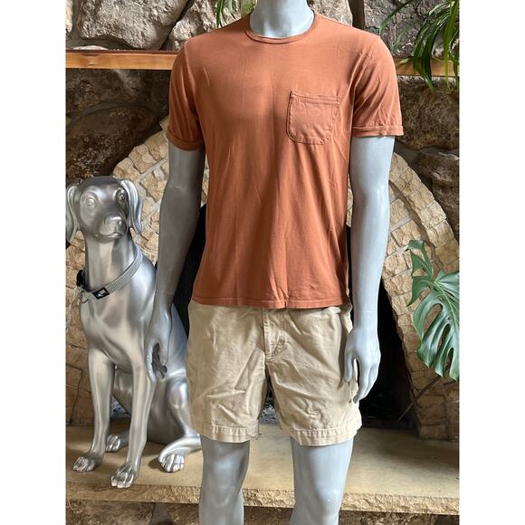Outerknown Light Brown Organic Pima Cotton T Shirt with Pocket Men's Size Large - Picture 1 of 5